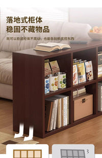 Floor-Standing Bookshelf with Shelves, Solid Wood Storage Cabinet for Living Room