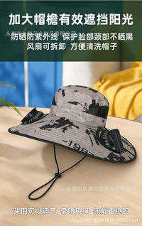 MAKE MY WAY Solar-Powered Fan Hat with Wire-Reinforced Brim, Men's Fishing Sun Hat
