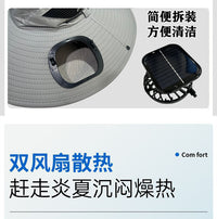 Solar Fan Hat for Men Summer Outdoor Fishing Sun Protection Bucket Hat