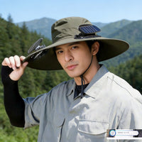 Three-Fan Solar Powered Hat for Outdoor Fishing and Sun Protection