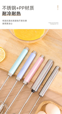 Stainless Steel Semi-Automatic Egg Beater, Handheld Press Whisk for Baking