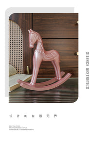 European Style Creative Wooden Pink Rocking Horse Home Decoration for Living Room, Children's Room, Desk, Bar