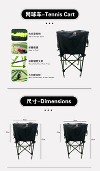 Tennis Ball Cart with Support, Large Capacity, Durable, Portable, Indoor/Outdoor