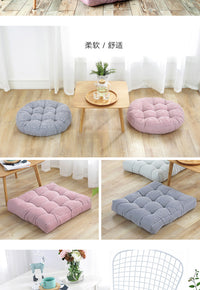Striped Cotton-Linen Cushion for Office and Tatami Use
