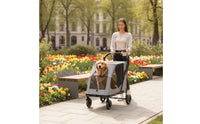 Spacious Pet Stroller with Rain Cover Roomy Pet Stroller with Mesh Panels Breathable Safe for Dogs, Cats, Outdoor Walks, Travel, Park