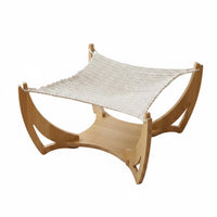 Elevated Pet Lounger Wooden Structure Finish Cat Hammock Bed Raised for Cats