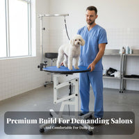Adjustable Height Dog Table Hydraulic Lift Pet Table Grooming Station Grooming Table with Arm Heavy-duty Construction Non-slip Surface Suitable for Professional Groomers Pet Hospitals Home Pet Owners