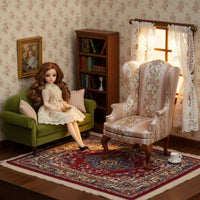 1:6 Scale  Armchair Handmade Miniature Floral Textile Elegant Doll Accessory for Collectors, Hobbyists