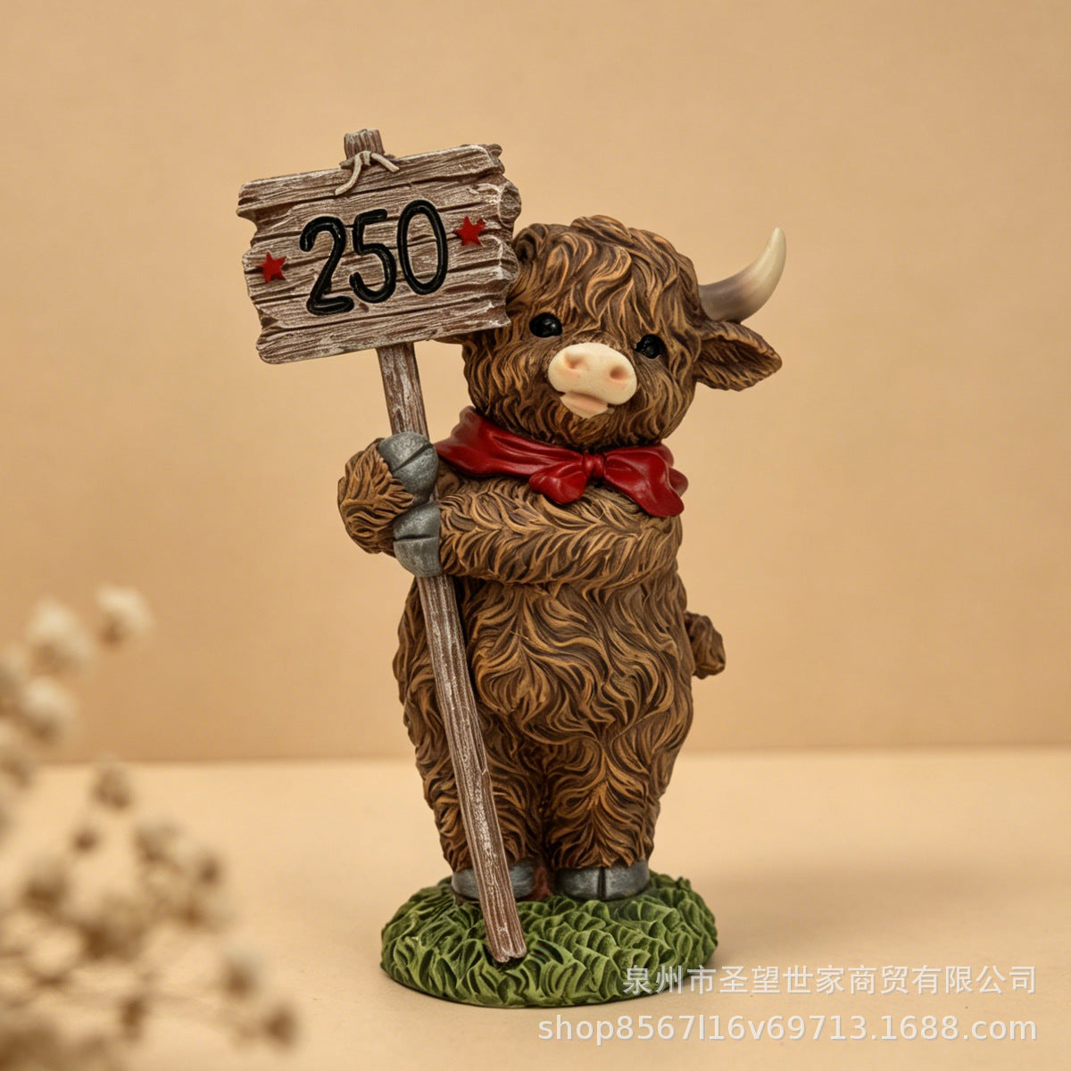 跨境新品独立日高地牛雕像250周年摆件家居庭院桌面创意桌面装饰