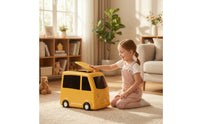Narrow Bus Trash Can Compact Slim Trash Can with Wheels Plastic Garbage Bin Elegant for Toddlers, Bedroom