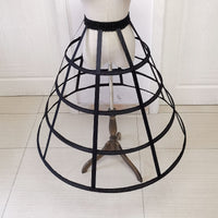 Lolita Birdcage Crinoline Petticoat with 4 Steel Hoops, Elastic Waist, Black and White, for Cosplay Maid