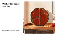 Tabletop Folding Screen Bird and Blossom Small House Decoration