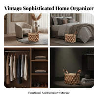 Storage Basket Rectangular Woven Basket Lined Wide Opening