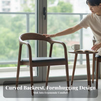 Curved Spinerest Chair Natural Wood Wood Frame Upholstered Wooden Chair Modern Design Ergonomic Spine Assistance for Study