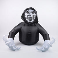 Halloween Inflatable Grim Reaper Scary Grim Reaper with Skull Face Spooky Hooded for Lawn, Porch