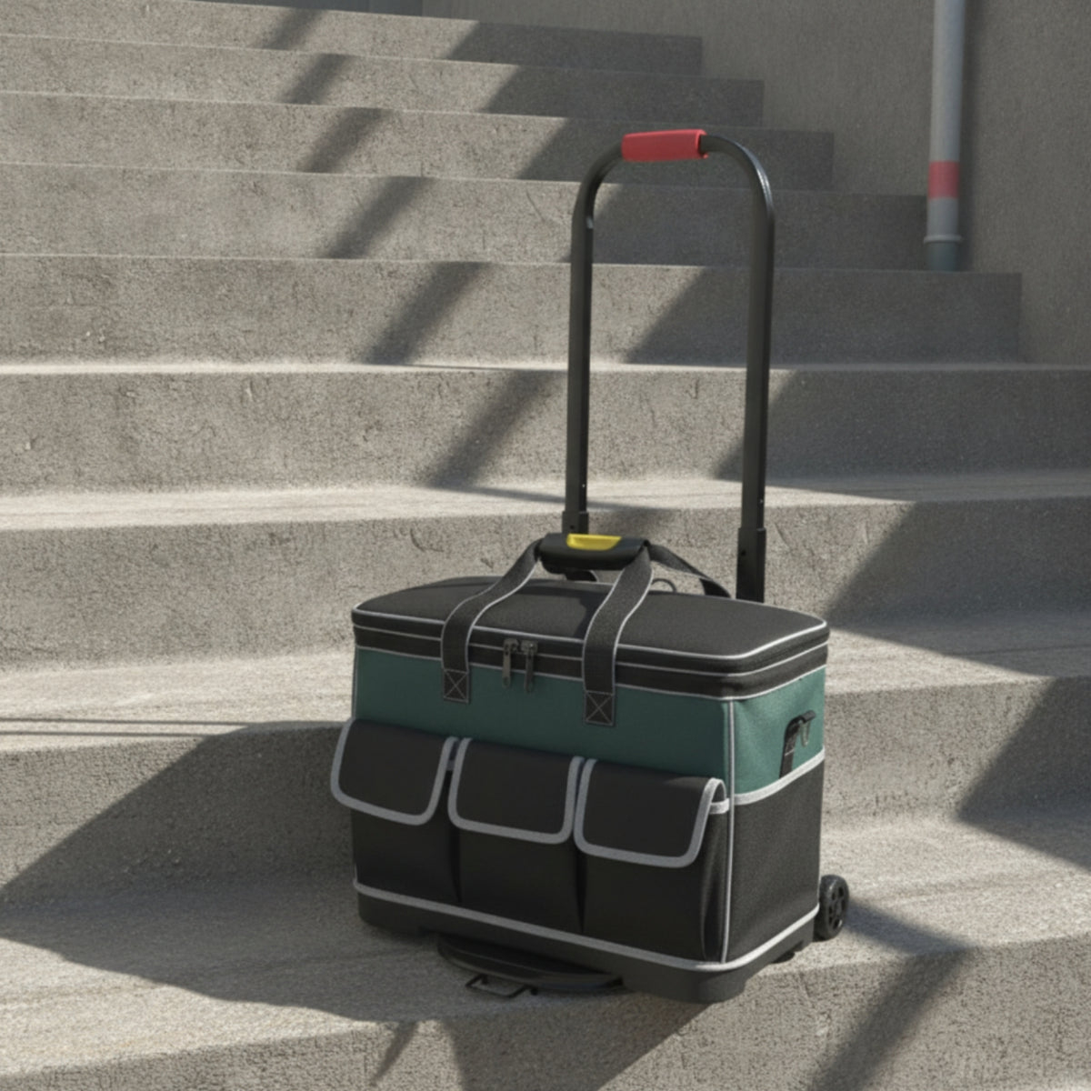 Canvas Tool Trolley Large Capacity Rolling Tool Bag Wear-Resistant for Electricians, DIY Enthusiasts, Home Repair, Construction Site
