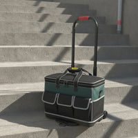 Canvas Tool Trolley Large Capacity Rolling Tool Bag Wear-Resistant for Electricians, DIY Enthusiasts, Home Repair, Construction Site
