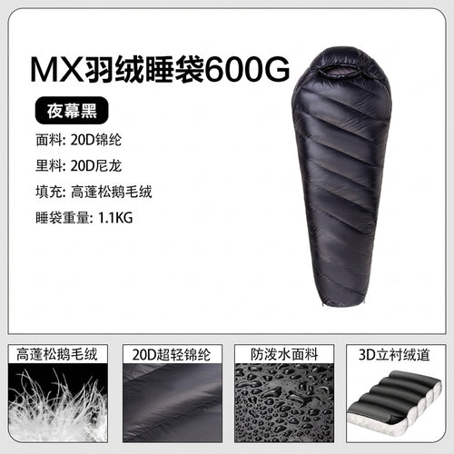 Down Sleeping Bag for Camping, Waterproof Lightweight Mummy Design, Thermal Winter Bags for Grown-Up - Image 2