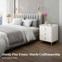 3-Drawer Nightstand Easy to Clean 3-Drawer Cabinet Italian Look for Guest Room