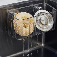 Bathroom Sink and Kitchen Organizer with Drain Rack, Rectangular Sponge Holder with Suction Cup for Homeowners