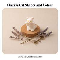 Cute Cat Figurine Lifelike Pose Realistic Kitten Model Multi-Purpose for Desktop, Car Dashboard, Bookshelf