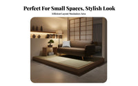 Nordic Design Minimalist Loveseat with Wooden Legs Light Luxury Aesthetic Living Room Seating Japanese-Inspired Couch Comfortable paddinging for Apartment Dwellers, Small Space Owners, Office Managers, Reception Area, Lounge, Bedroom