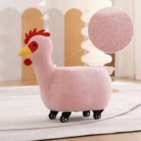 Cock Stool Rolling Ottoman with Wheels Footstool Padded Furniture Soft for Children, Playroom, Nursery