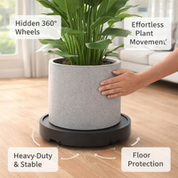 Rolling Plant cart with Wheels, White Pot Stand for Indoor and Outdoor, Movable for Heavy Planters