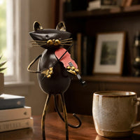 2 Pieces Jazz Feline Figurine Creative Home Decor Decorative for Desk