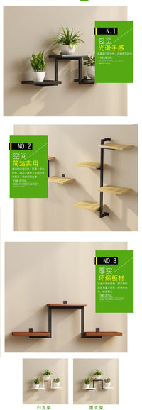 墙上置物架花架现代简约创意装饰壁挂隔板铁艺多层书架打孔收纳