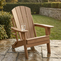 Folding Adirondack Chair Slatted Back Adirondack Chair with Cup Holders Outdoor Furniture Foldable Sturdy