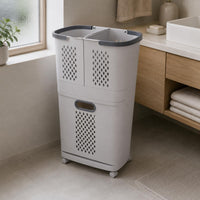 Plastic Laundry Hamper Perforated Household Storage Handle Cutout