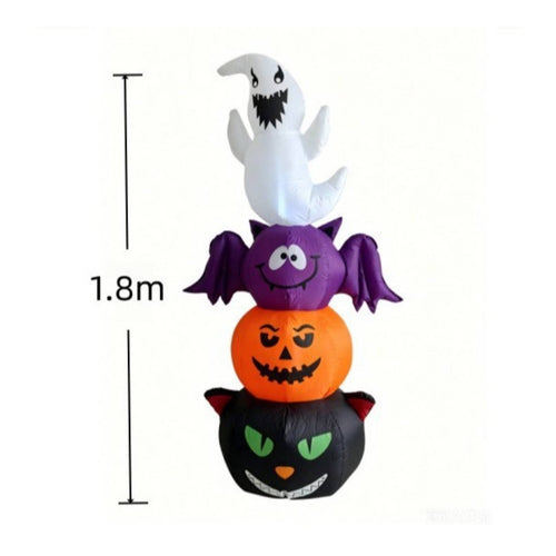 Bright Stacked Halloween Inflatable Lighted Inflatable Pumpkin Outdoor Yard Decoration Glowing for Lawn