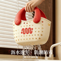Handheld Shower Basket with Drainage Holes for Dormitory Use