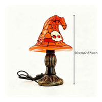 Stained Glass Witch Hat Lamp Halloween Witch Hat Night Light Sculpted for Party