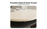 Modern Design Sintered Stone Dining Table Stain Resistant Cream Design Kitchen Table Easy to Clean Home Furniture Long-Lasting Construction for Apartment Dwellers, Families, Homeowners, Breakfast Nook, Living Room