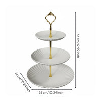 European Design 3 Tier Cake Stand Reusable Tiered Dessert Stand Sturdy 3 Tier Dessert Tray Gold Handle for Party