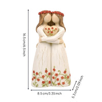 Resin Figurine Wood-Grain Style Human Figurine with Dress Human Statue Tabletop Desk Decoration Elegant for Collectors