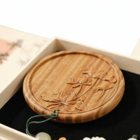 Sandalwood Comb Mirror Set Chinese Design Carved Wooden Comb Gift Box Included
