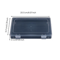 Rectangular Transparent Plastic Storage Box, Multi-Purpose Organizer, Hinged Lid, Compartment Container for Jewelry, Office Supplies, angling equipment