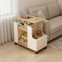 Elevating Top End Table Space Saving Design Rolling Sofa Side Table Versatile Swivel Top Storage Cart for Students, Adults, Living Room, Bedroom
