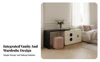 French aesthetic Vanity Set with Round Mirror Multi-Drawer Storage Makeup Table multi-functional Bedroom Furniture Easy Assembly for Adults, Women, young ladies, Home, Apartment, dressing area