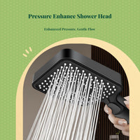 High Pressure Handheld Shower Head, Adjustable Square Rain Shower, Multi-Mode Detachable Set, Bathroom, Easy Installation