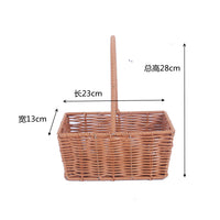 Handwoven Plastic Rattan Fruit Basket with Handle