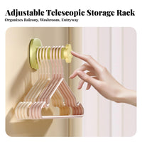 Drill-No-Drill Installation Wall Mounted Hanger Rack No Drilling Required Retractable Hanger Organizer Space-Saving for Balcony, Closet