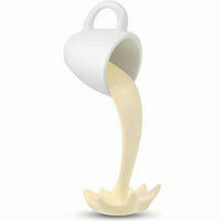 Cup with Pouring Stream Floating Desktop Ornament Glossy for Desk, Coffee Lovers