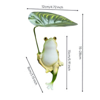 Garden Frog Statue Leaf Umbrella Frog Ornament Home Decor Outdoor Indoor Decorative Object Green Cream Finish for Balcony, Patio