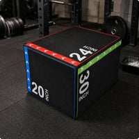 EPE Padding Foam Jump Box Black Cover Plyo Box Stitched Seams Fitness Gear Colored Border Accents