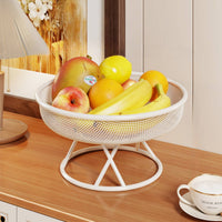 Metal Mesh Fruit Bowl Tabletop Fruit Basket with Pedestal Ventilated Container Modern for Kitchen Counter, Dining Table