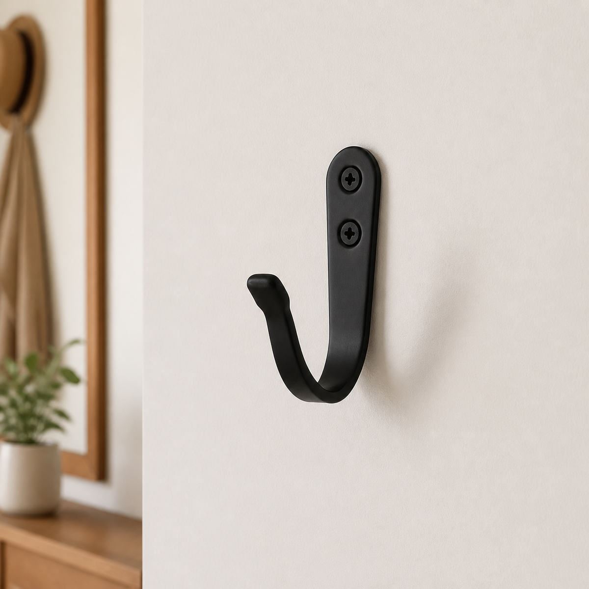 10 Pack Black Metal Hooks, Screw Mount Towel Hook for Bathroom Laundry, Organising Hooks for Coats Bags, New Chinese Design Wall Hooks